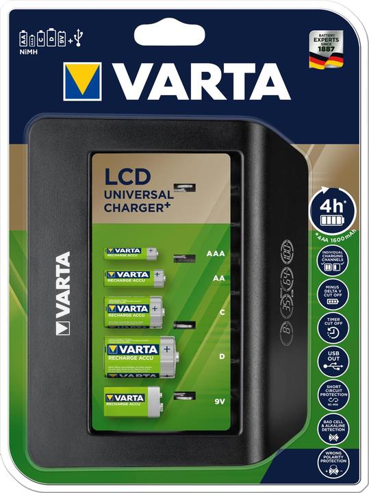 Varta LCD Universal Charger+ (1 pcs., C, D, 9V Block, AA, AAA, Chargers without battery)