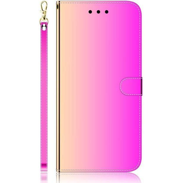 MU Style Mirror Surface Bookcover Series (Samsung Galaxy S22+), Smartphone Hülle, Rosa
