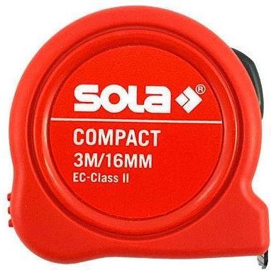 Actual product image Sola Messwerkzeuge Tape measure - COMPACT - 3m / 16mm - pocket tape measure with belt clip - steel tape, yellow (3 m)