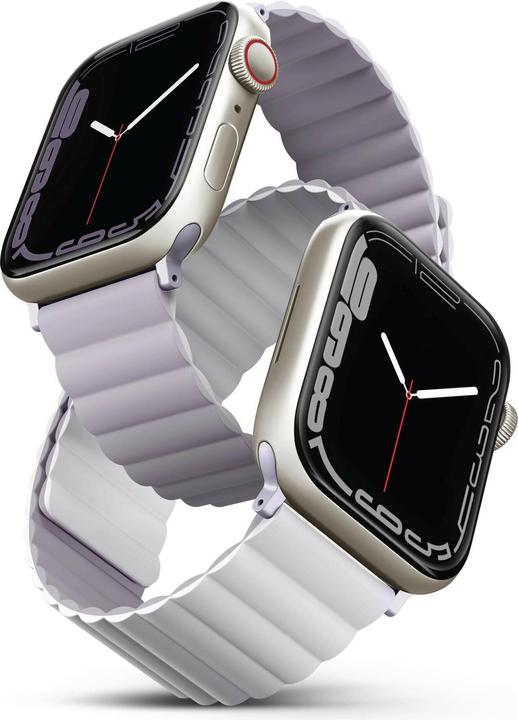 Produktbild Uniq pasek Revix Apple Watch Series 4/5/6/7/8/SE/SE2 38/40/41mm. Reversible Magnetic lilak-bia?y/lil (Silikon)