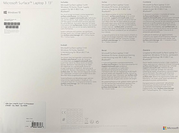 Image du produit Microsoft Surface Laptop 3 (13.50", Intel Core i5-1035G7, 8 Go, 256 Go, DE)