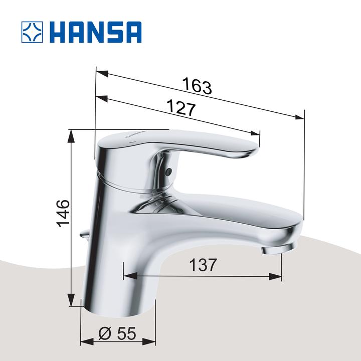 Immagine prodotto Hansa Miscelatore Hansamix per lavabo, con scarico a scomparsa, con freno acqua, sporgenza: 141 mm