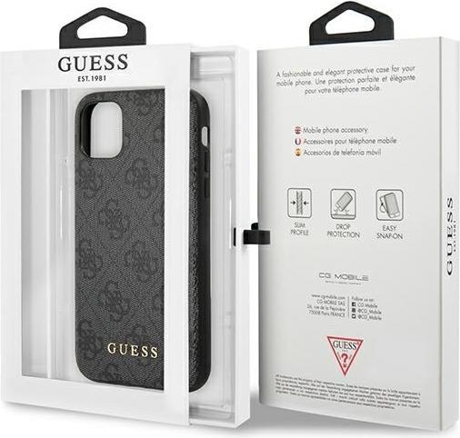 Productafbeelding Guess GUHCN61G4GFGR iPhone 11 6.1" szary/grijze hardcase 4G Metaal Gouden Logo (Apple iPhone 11)