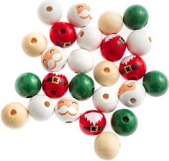 Produktbild Dalprint Weihnachtsmann-Holzperlen 2cm 25Stk MIX