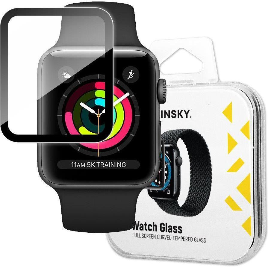 Wozinsky Watch Glass Vetro ibrido per Apple Watch 3 38mm / Watch 2 38mm / Watch 1 38mm Nero, Pellicola protettiva per smartwatch, Nero