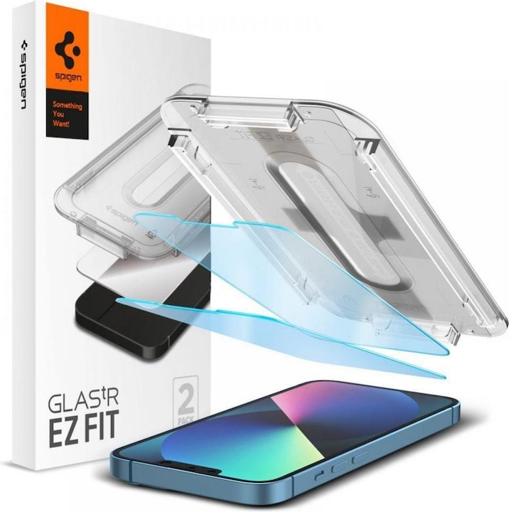 Produktbild Spigen TEMPERED GLASS GLAS.TR "EZ FIT" 2-PACK IPHONE 13 / 13 PRO ANTIBLUE (2 Stück, Apple iPhone 13, Apple iPhone 13 Pro)