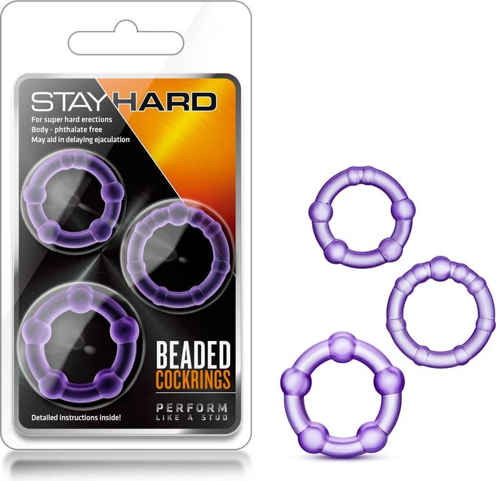Produktbild Blush Stay Hard Beaded Cockrings Lila (3.10 cm)