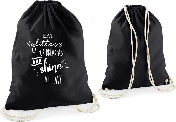 Produktbild 4you Design Statement-Tragebeutel Eat glitter for breakfast and shine all day schwarz