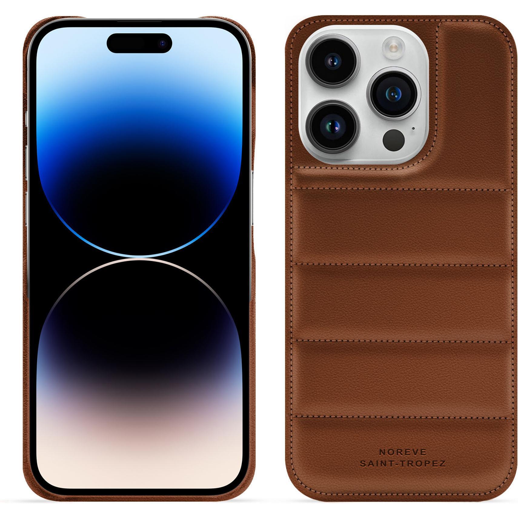 Noreve Lederschutzhülle (Apple iPhone 15 Pro), Smartphone Hülle, Braun