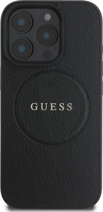 Produktbild Guess GUHMP16XPGHSMMK iPhone 16 Pro Max czrny/black MagSafe PU Grained Gold Ring (Apple iPhone 16 Pro Max)