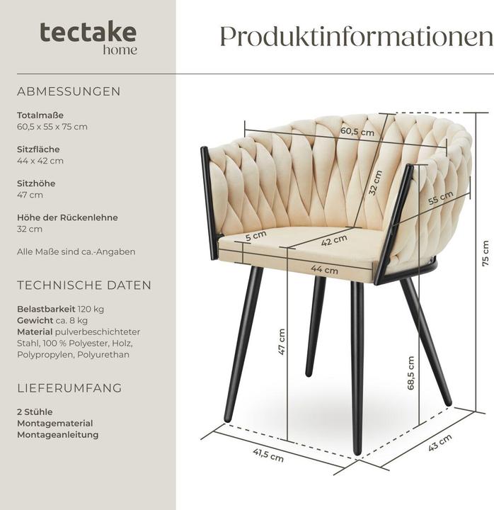 Actual product image tectake Esszimmerstuhl Astano 2er Set