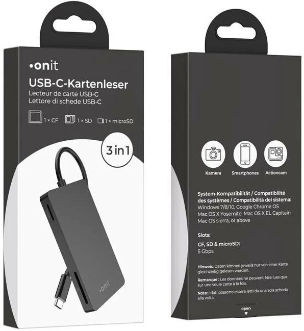 Produktbild Onit Card Reader Extern USB-C 3-in-1 (USB 3.2)