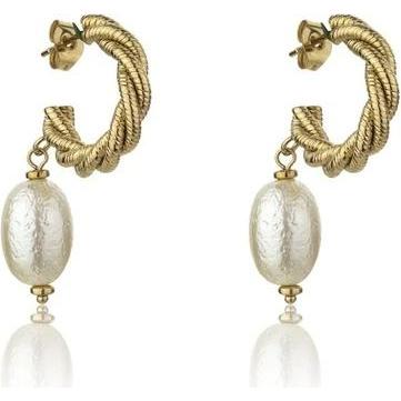 Marc, Ohrringe, Malone Grace White Earrings Mce23005g - Gold-Plated Earrings With Artificial Pearl