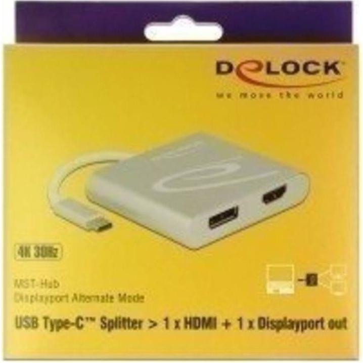 Produktbild Delock Monitor Splitter USB Typ-C zu HDMI & DP (DP, HDMI, 10 cm)