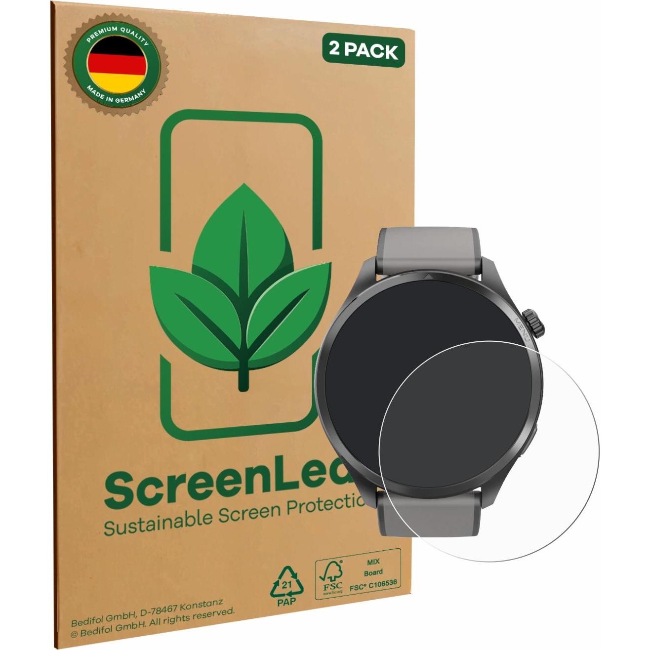 ScreenLeaf Schutzfolie nachhaltiger Displayschutz Display Schutz Folie Klar Transparent, Smartwatch Schutzfolie, Transpa...
