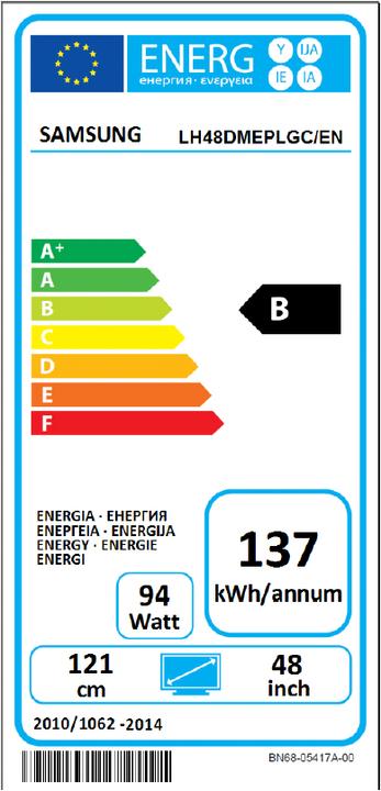 Etichetta energetica Samsung Dm48e (1920 x 1080 pixel, 48")