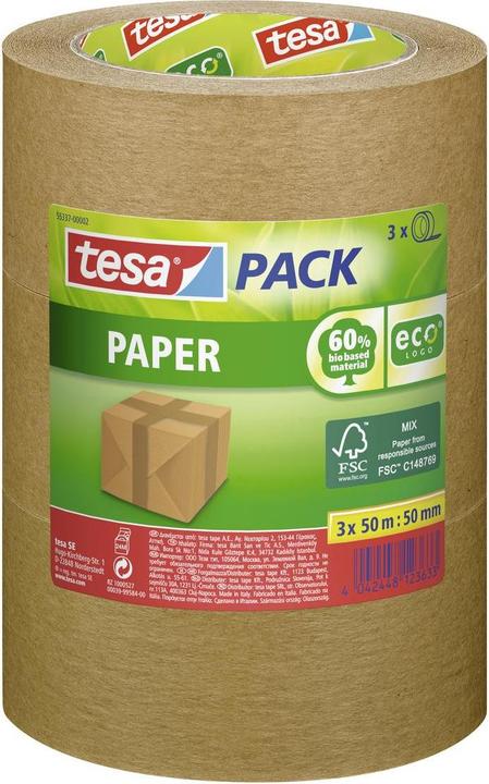 Image du produit tesa Tesapack 3x PAPER ecoLogo ruban d'emballage (50 mm)