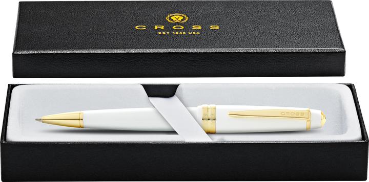 Image du produit Cross Stylo à bille Bailey light Blanc, finitions dorées dans une boîte cadeau (Blanc, Pièces en or)