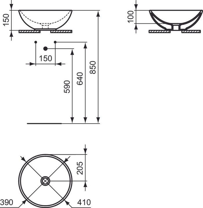 Produktbild Ideal Standard IDS Schale STRADA O rund 410x410x150mm weiss I+ (410 mm, 410 mm)