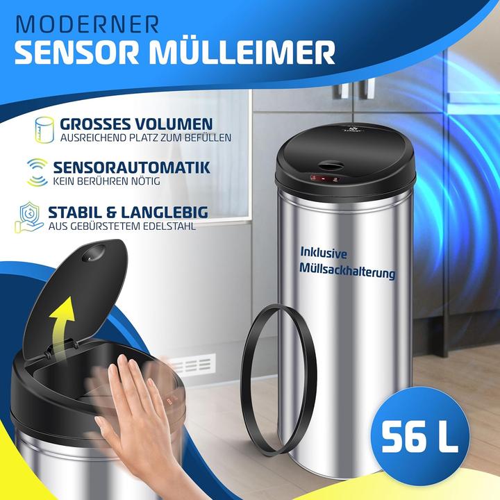 Produktbild Kesser Sensor Abfalleimer mit Automatiköffnung (56 l)