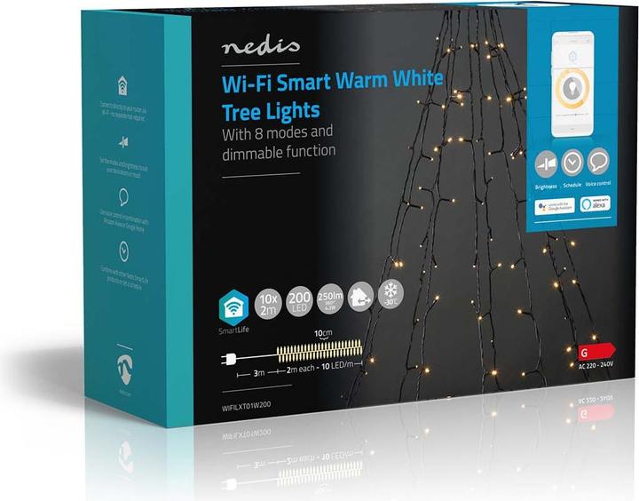 Actual product image Nedis SmartLife Decorative LED | Wi-Fi | Warm White | 200 LED's | 10 x 2 m | Android™ / IOS (2 m)