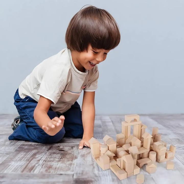 Actual product image small foot Wooden building blocks in bag