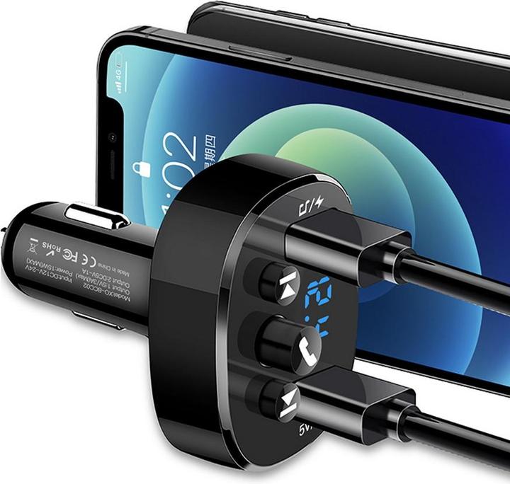 Produktbild xO transmiter FM BCC02 Bluetooth MP3 car charger 15W black