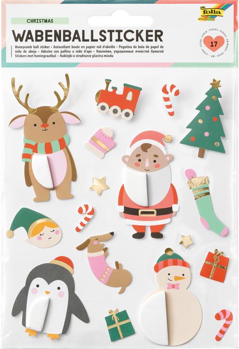 Produktbild Folia Wabenball Sticker CHRISTMAS, 17 Stück