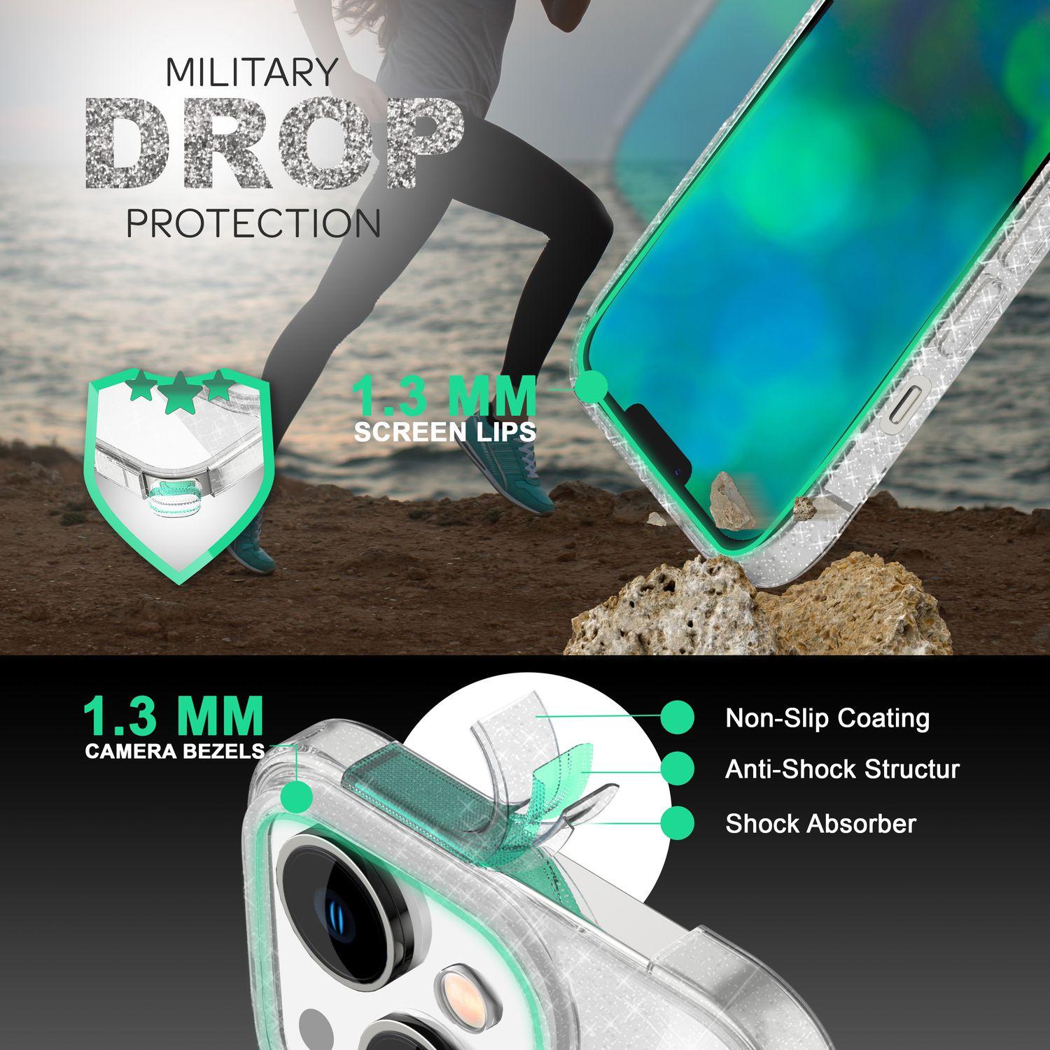 Thumbnail - Nalia Klare Glitzer Silikon Hülle (Apple iPhone 14), Smartphone Hülle, Transparent