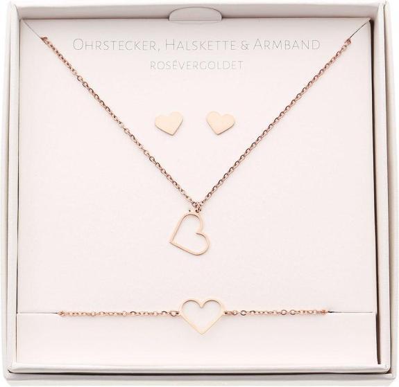Produktbild Crystals Geschenkset - Halskette-Armband-Ohrstecker - rosévergoldet - Herz