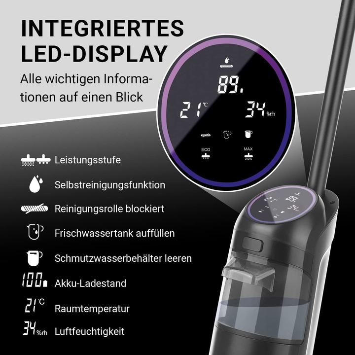 Productafbeelding N8werk Batterij-vloerreiniger 3 in 1 (Stofzuigen + dweilen)