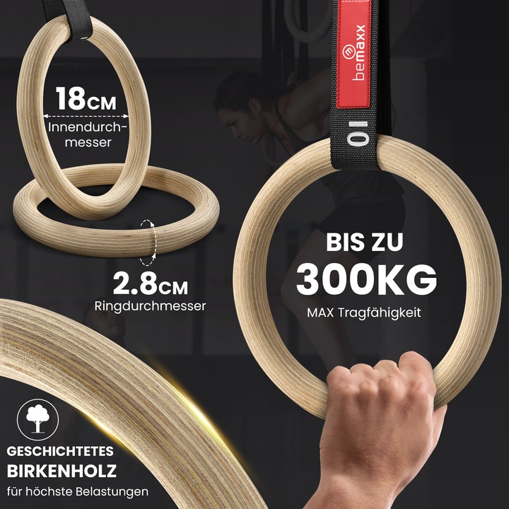Produktbild BeMaxx Turnhallenring-Set, Hölzernes