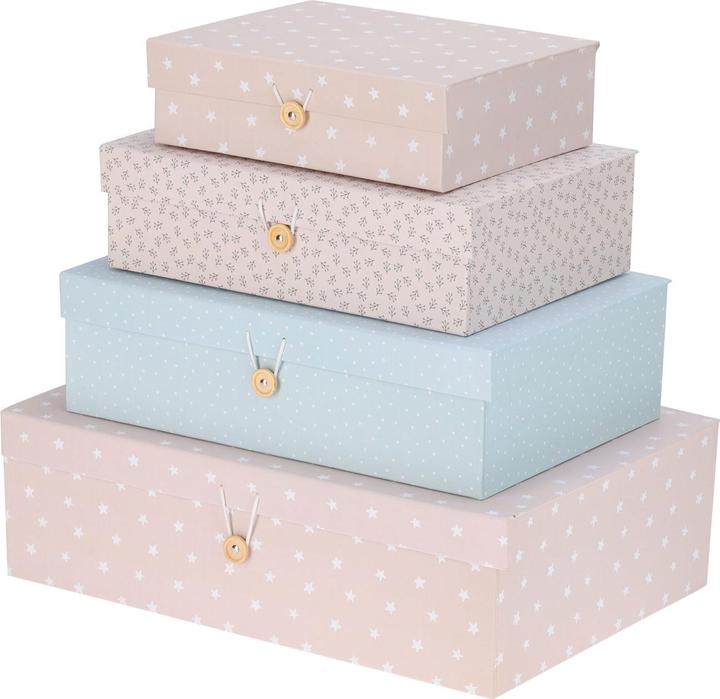 Produktbild Home&Styling Geschenk- und Aufbewahrungsboxen, 4 Stück in verschiedenen Grössen, blau/rosa