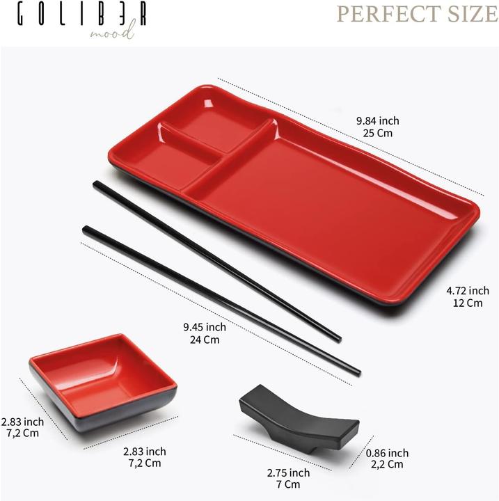 Actual product image Goliber Sushi serving set in red (4 pcs.)