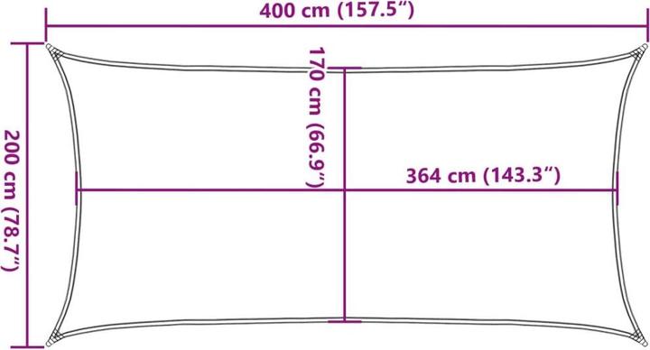 Produktbild vidaXL Sonnensegel farbe 100% Polyester Oxford (400 x 200 cm)