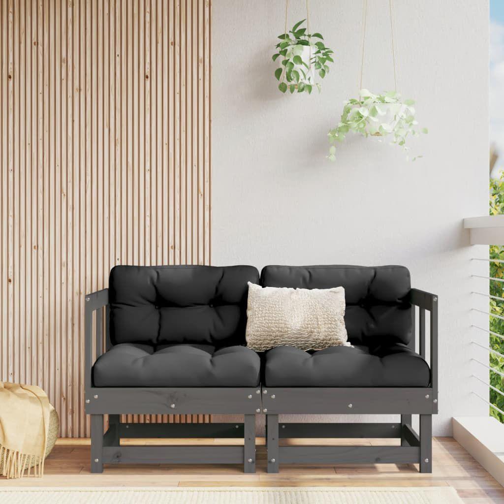 VidaXL, Gartenlounge, Garten-Ecksofas 2 Stk. Grau Massivholz Kiefer,Farbe