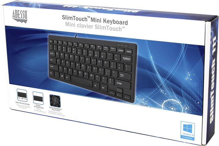 Image du produit Adesso Slim Touch Mini Keyboard USB QWERTY layout (ING. Int., Filaire)