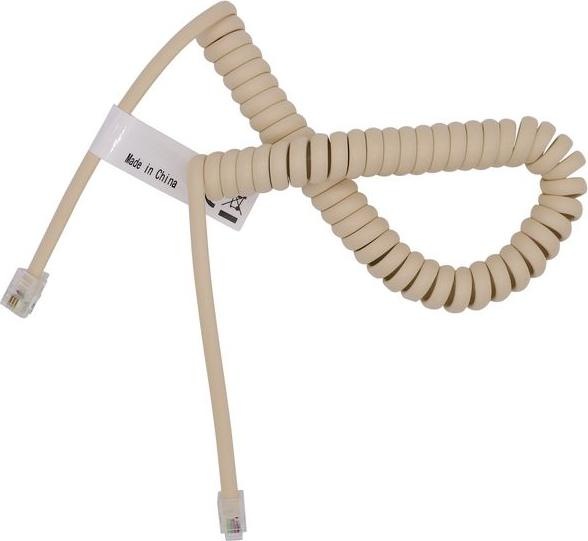 Produktbild RND Electronics Telefonkabel / Modularkabel, RJ10-Stecker - RJ10-Stecker, Spiralkabel, 2m, Elfenbeinfarben