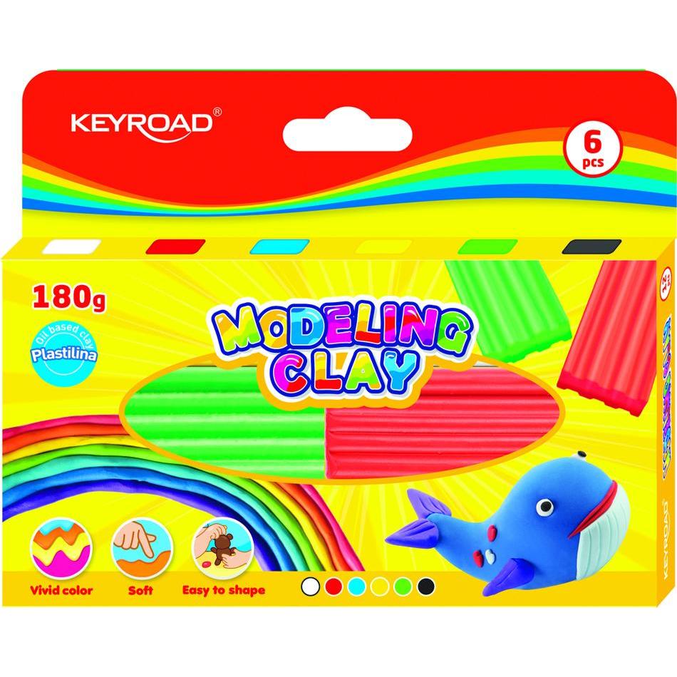 Keyroad Plastilin, 6x30g, dose, farbmischung