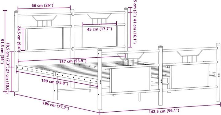 Image du produit vidaXL Bettgestell (137 x 190 cm)