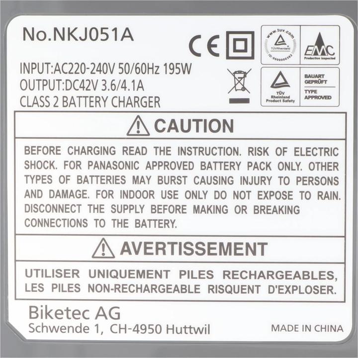 Produktbild Panasonic Schnell-Ladegerät passend für Flyer T8 Deluxe (E-Bike Ladegerät)