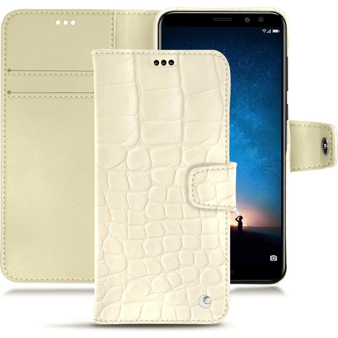 Noreve Lederschutzhülle Wallet (Huawei Mate 10 Lite), Smartphone Hülle, Weiss