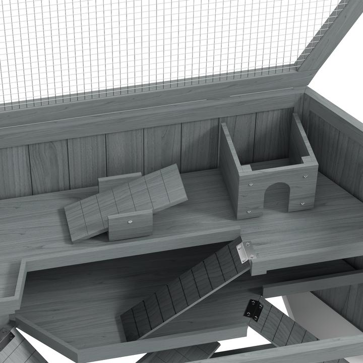 Image du produit PawHut Hamsterkäfig Tannenholz, PS-Plexiglas Grau