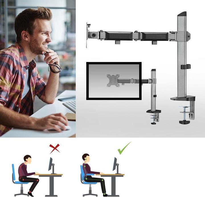 Actual product image Monitor Desk Mount, 1 screen up to 32ö, gray (Table, 32")
