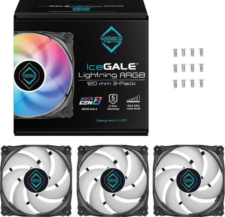 Produktbild Iceberg Thermal IceGALE ARGB Gen2.0 -120 mm Black (3er Pack) (120 mm, 3 x)