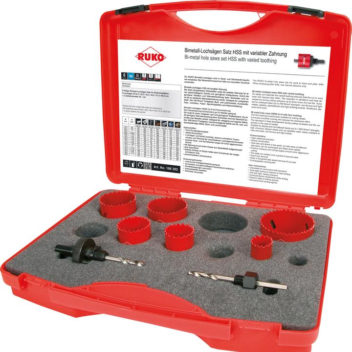 Produktbild Ruko Lochsägen-Set 8teilig 106302 1 (22 mm, 29 mm, 35 mm, 44 mm, 51 mm, 68 mm)
