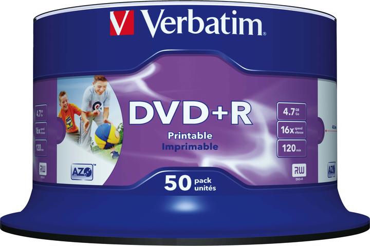 Verbatim DVD+R, 16x, 4.7GB, 50er Spindel, bedruckbar (50 x)
