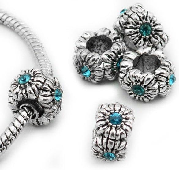 Produktbild Hermex Strass Bead versilbert 925 - Silbrig Türkis (Silber 925)