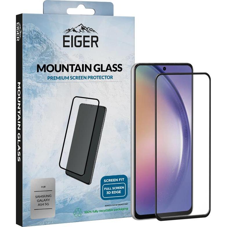Eiger Mountain Glass Clear Edge (1 Stück, Samsung Galaxy A54 5G), Smartphone Schutzfolie, Schwarz
