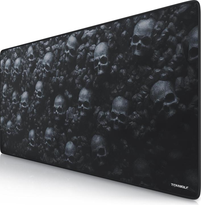 Titanwolf Gaming Mauspad XXL, glattes Stoffgewebe, Speed Mausmatte 900 x 400mm grosse Fläche, Skulls (Wide)
